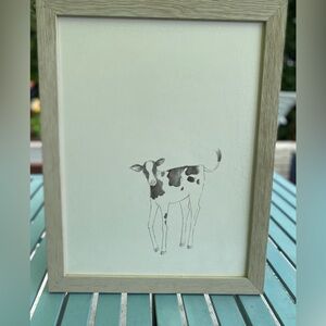 Restoration Hardware Baby & Child 2011 Vintage Watercolor Baby Cow Art Print